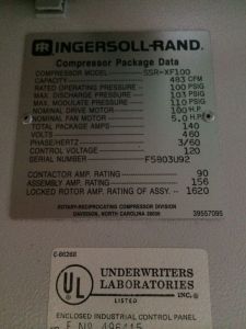 Ingersoll Rand 100HP  S#F5803U92